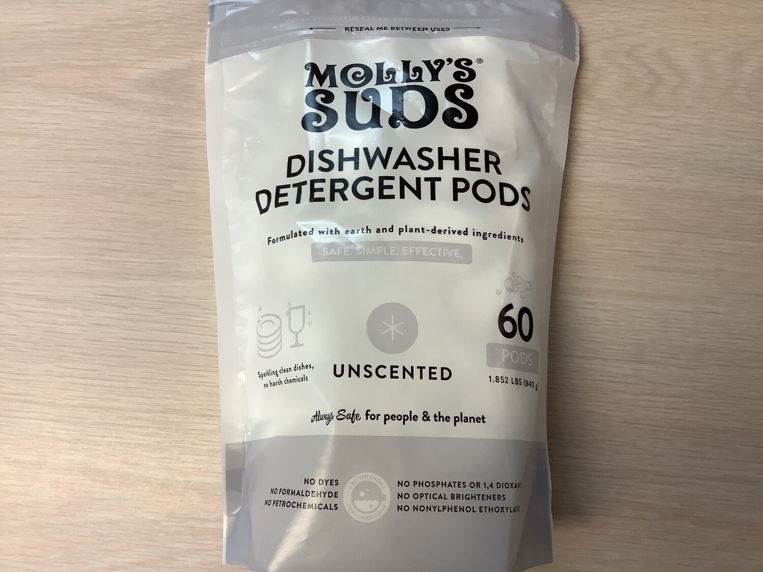 MOLLYS SUDS DISHWASHER PODS UNSCENTED 60 CNT