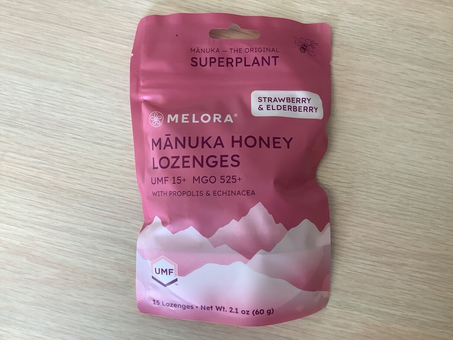 MELORA MANUKA HONEY LOZENGE STRAWBERRY 2.10 OZ  BAG 15 LOZ