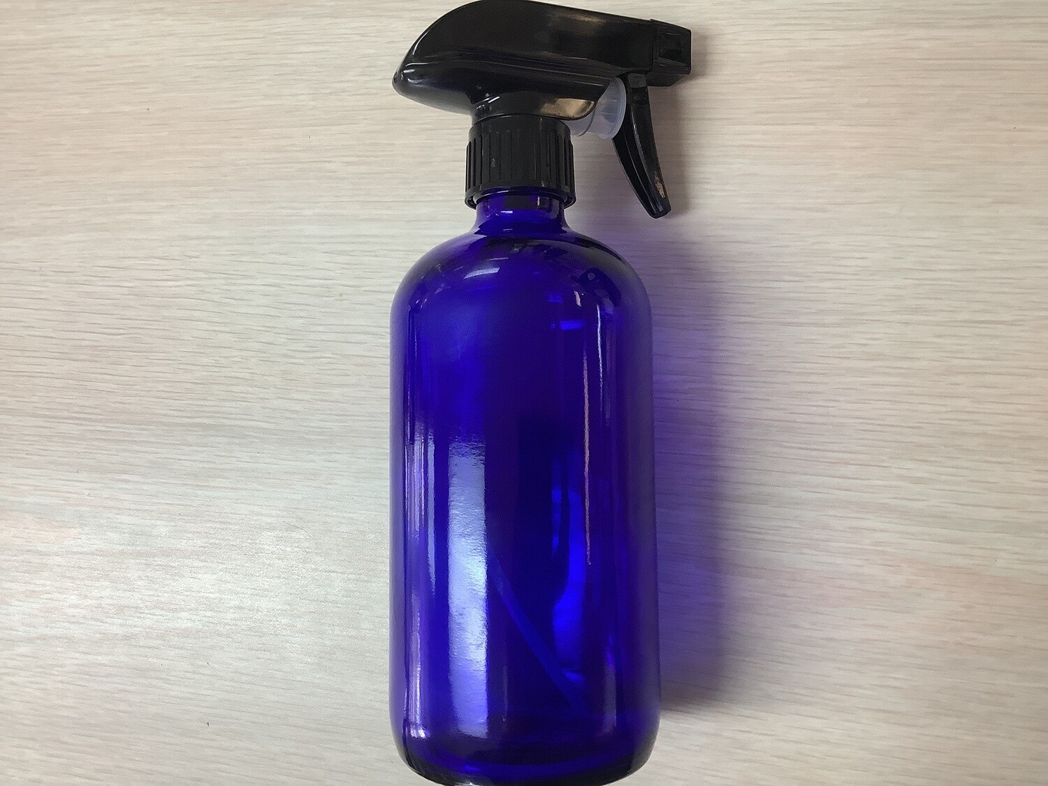 EMPTY BLUE GLASS 16oz BOTTLE + SPRAY NOZZLE