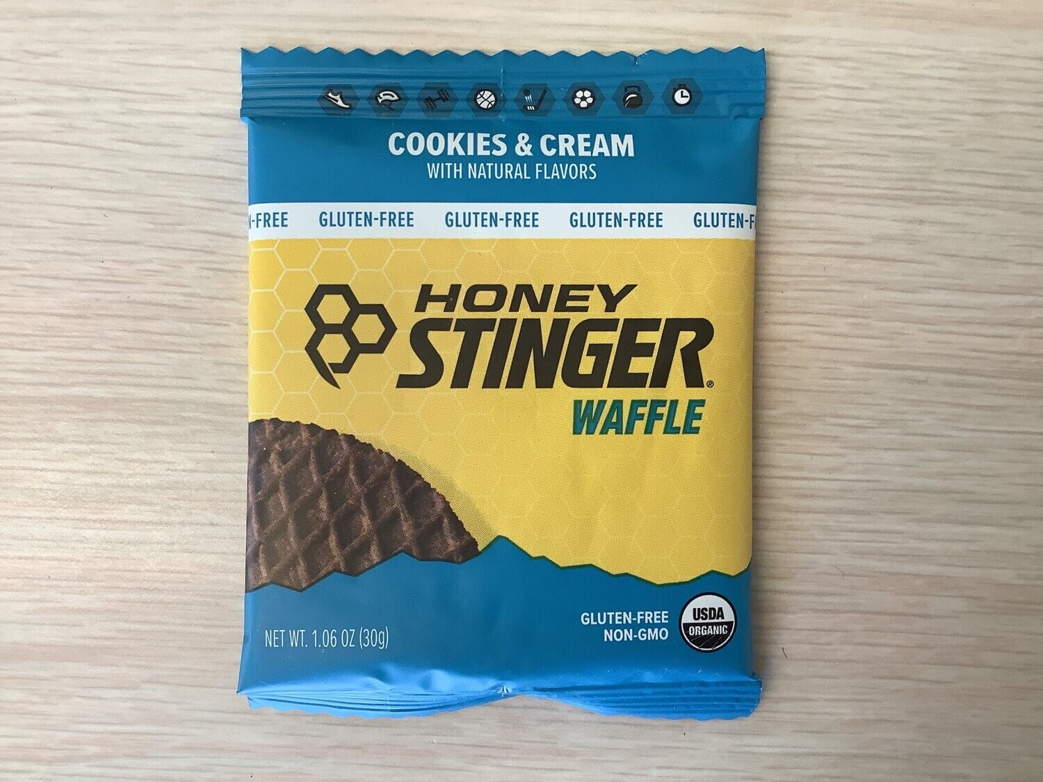 HONEY STINGER ENERGY WAFFLES COOKIES AND CREAM ORGANIC GLUTEN FREE single