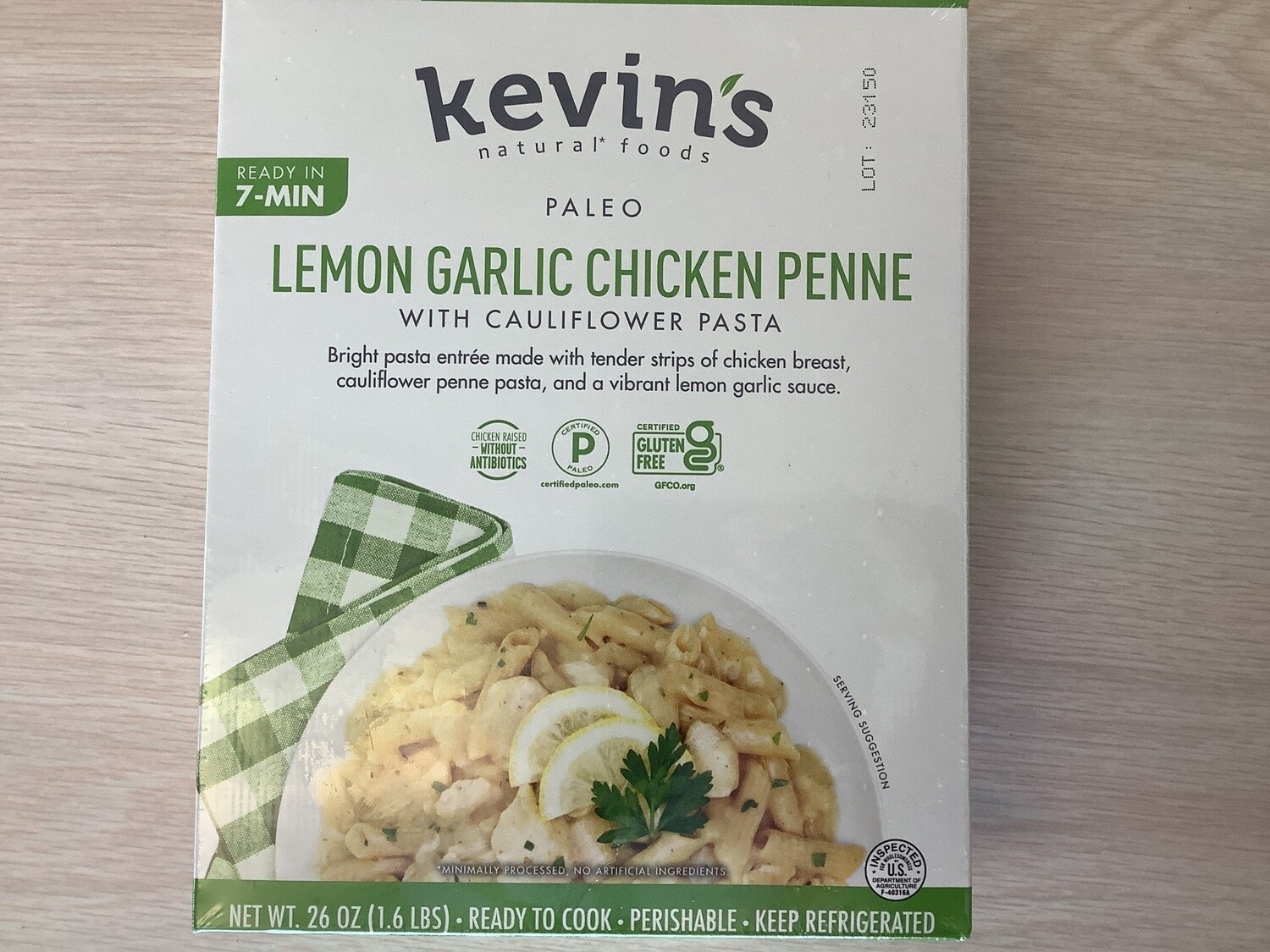 KEVINS NATURAL FOODS LEMON GARLIC CHICKEN PENNE 26 Oz FROZEN