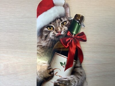 AVANTI CAT WITH WINE CHRISTMAS CARD