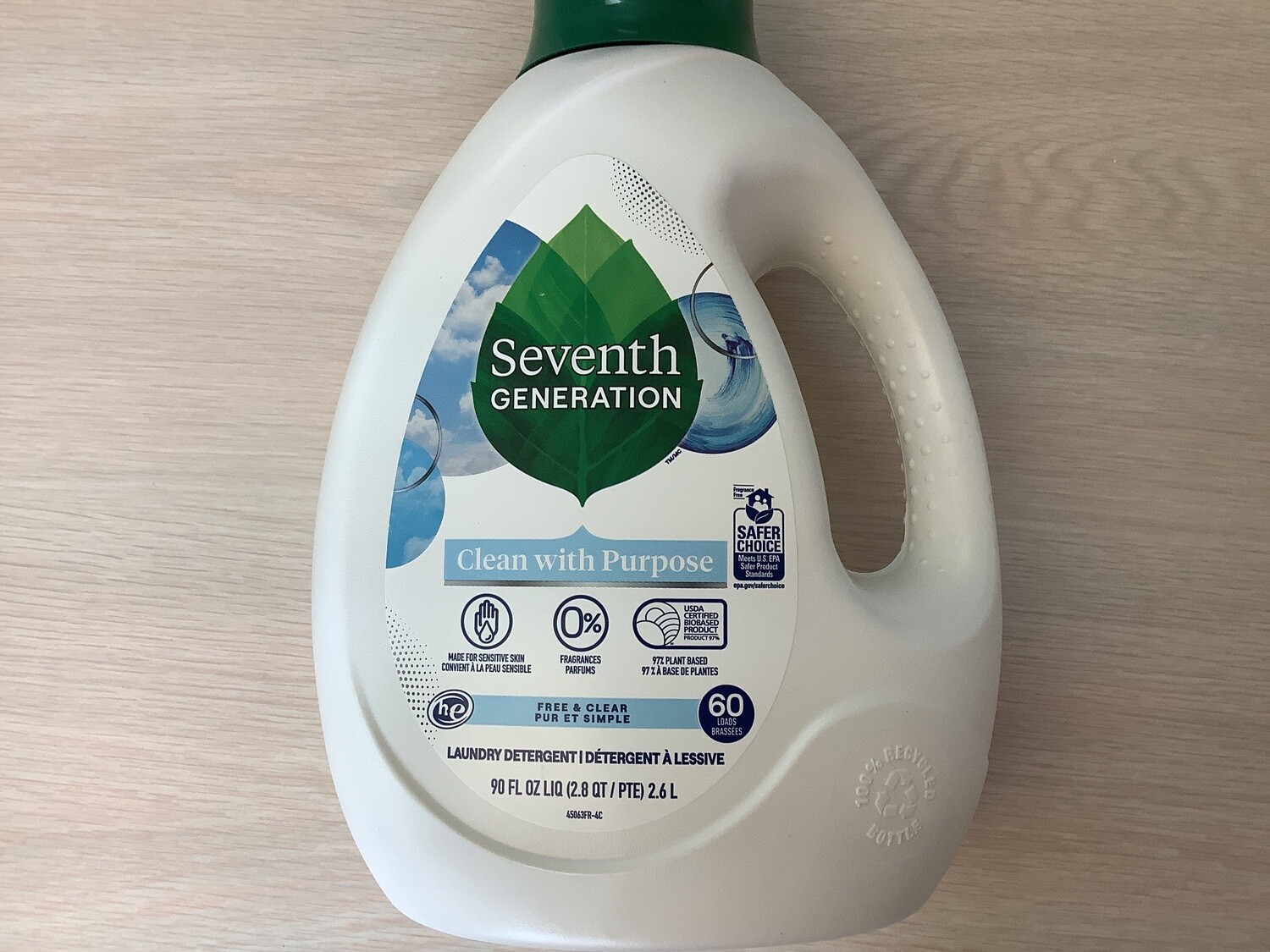 SEVENTH GENERATION FREE AND CLEAR LIQUID LAUNDRY DETERGENT 90 fl oz