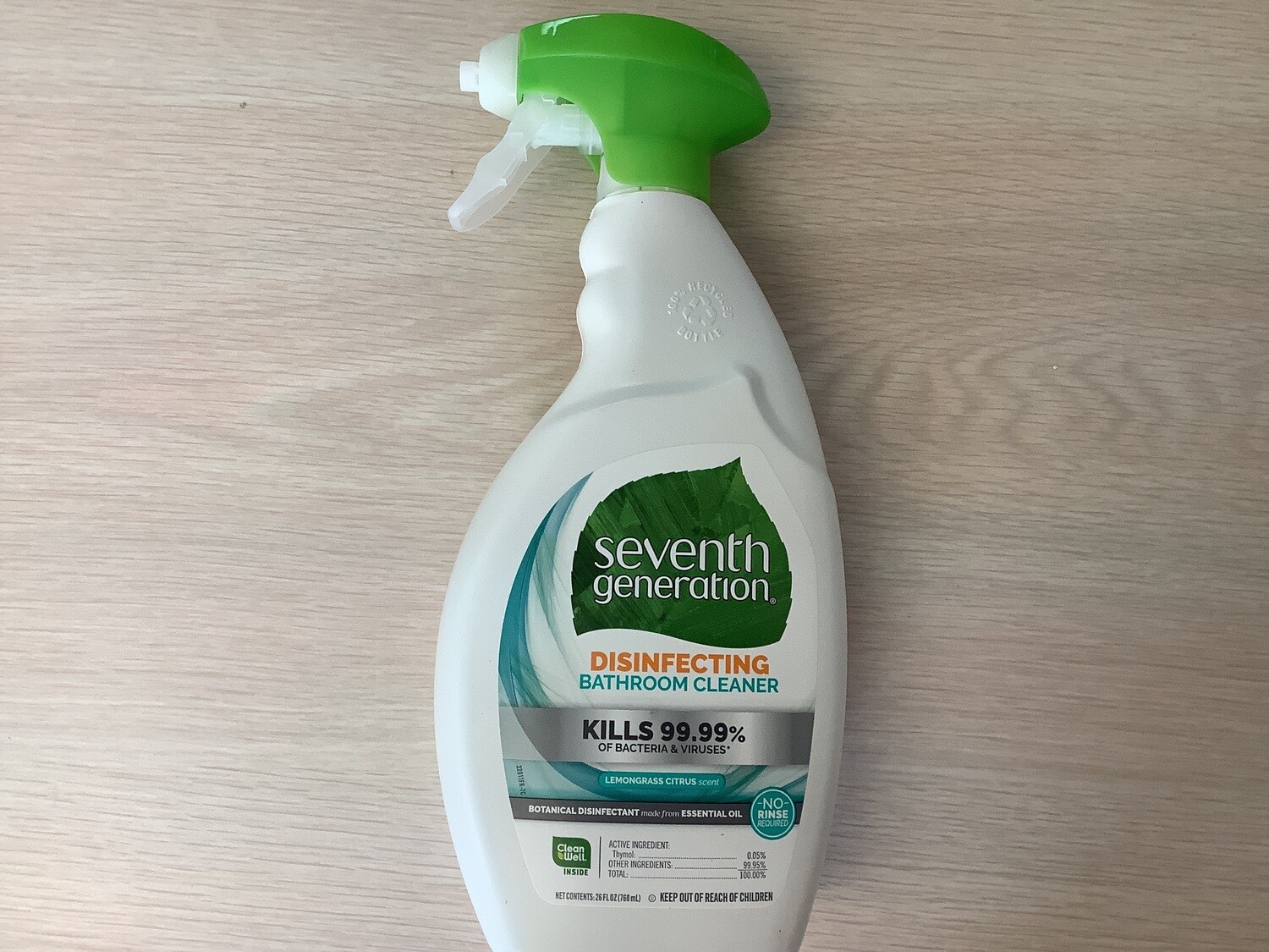 SEVENTH GENERATION BATHROOM CLEANER LEMONGRASS CITRUS 26floz