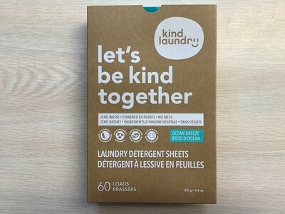 KIND LAUNDRY ZERO WASTE LAUNDRY DETERGENT SHEETS OCEAN BREEZE 60 CNT