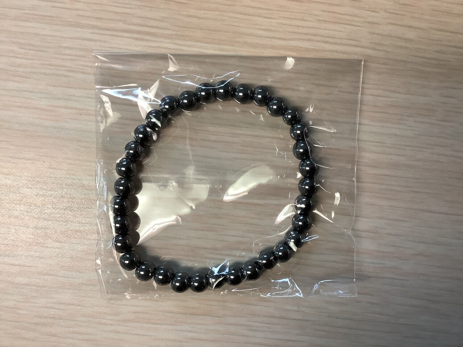 Hematite Stretchable Bracelet 6mm Beads 7.5 in