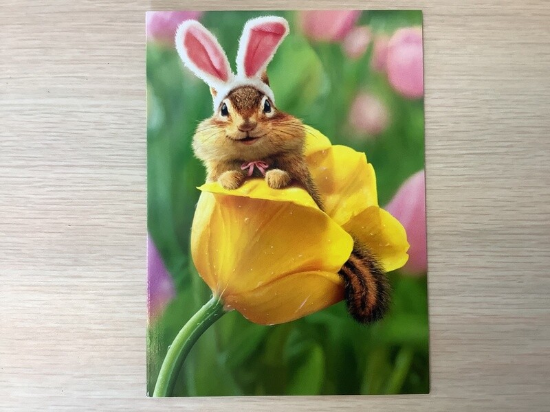 AVANTI CHIPMUNK FLOWER EASTER CARD