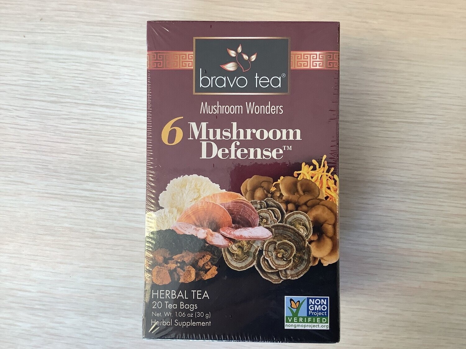 BRAVO TEA 6 MUSHROOM DEFENSE MUSHROOM WONDERS TEA NONGMO 20 BAGS