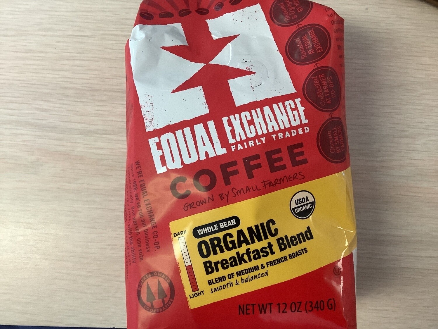 EQUAL EXCHANGE ORGANIC BREAKFAST BLEND WHOLE BEAN 12 oz