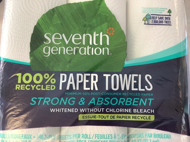 SEVENTH GENERATION WhITE 2 ply Paper Towel 140 sheet 6pk