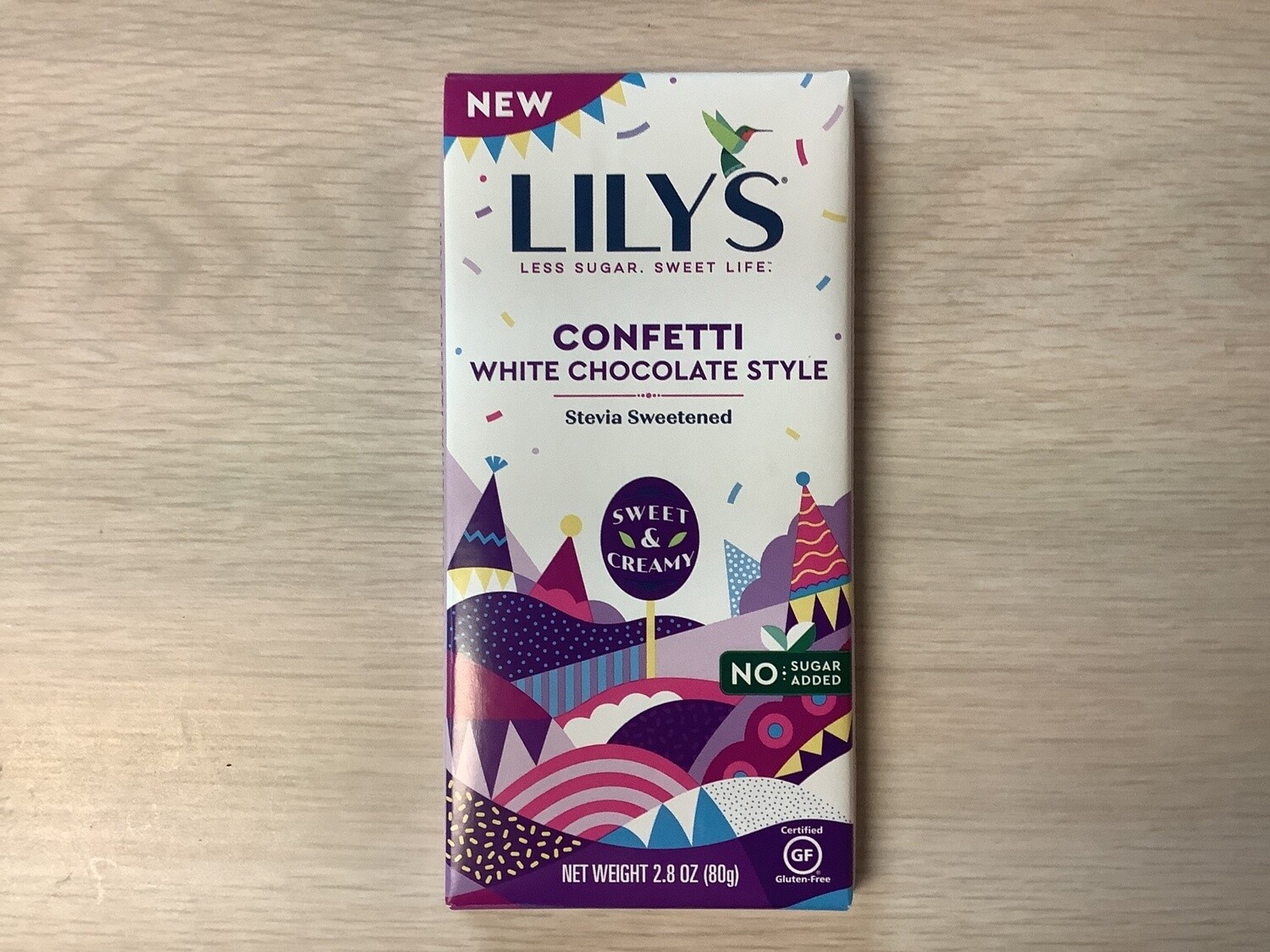 LILYS CONFETTI WHITE CHOCOLATE BAR 2.8 Oz