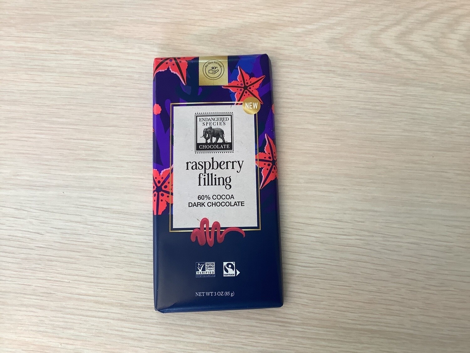 ENDANGERED SPECIES CHOCOLATE BAR RASPBERRY 3 OZ