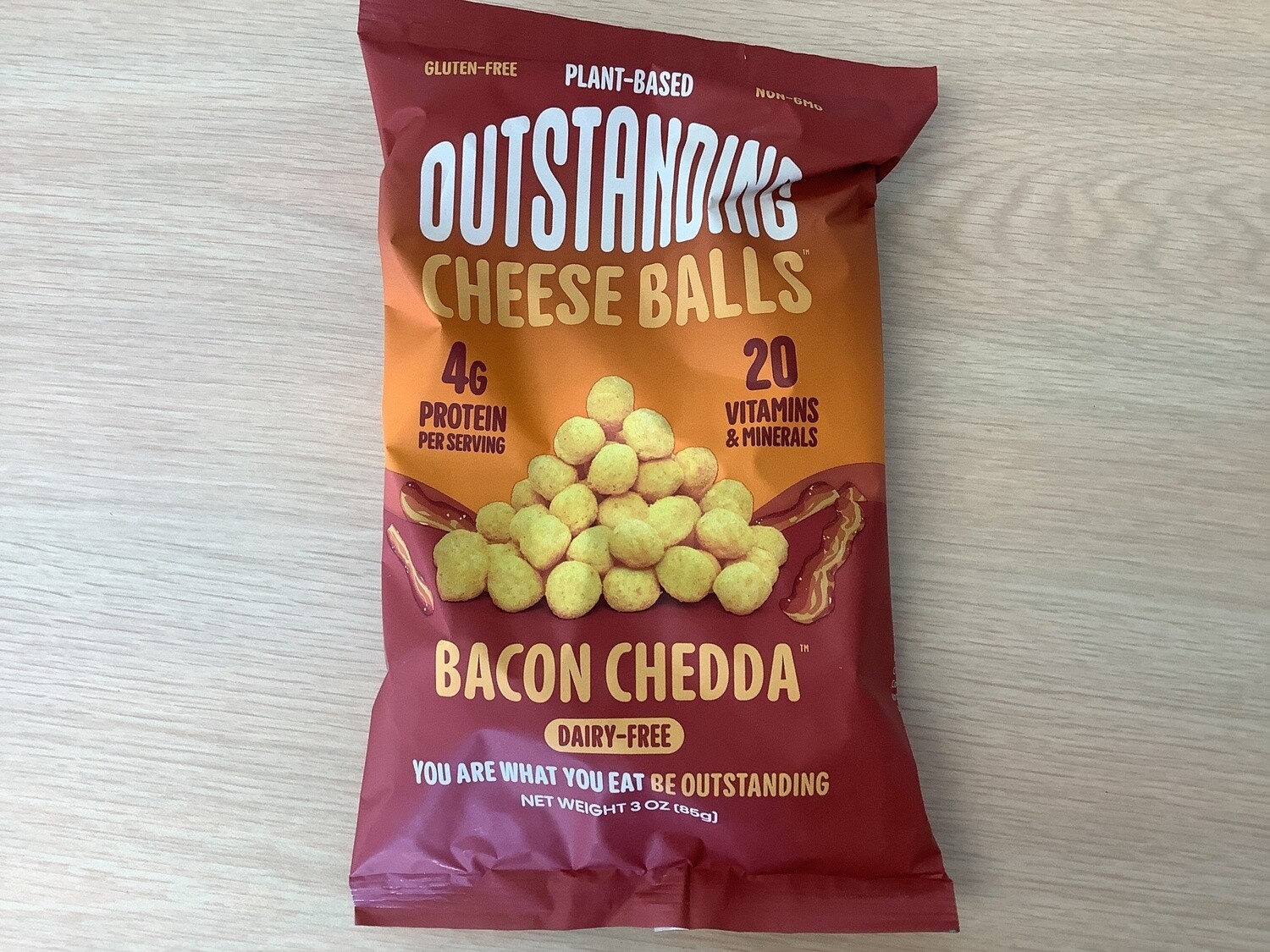 OUTSTANDING CHEESE BALLS BACON CHEDDA VEGAN 3 OZ