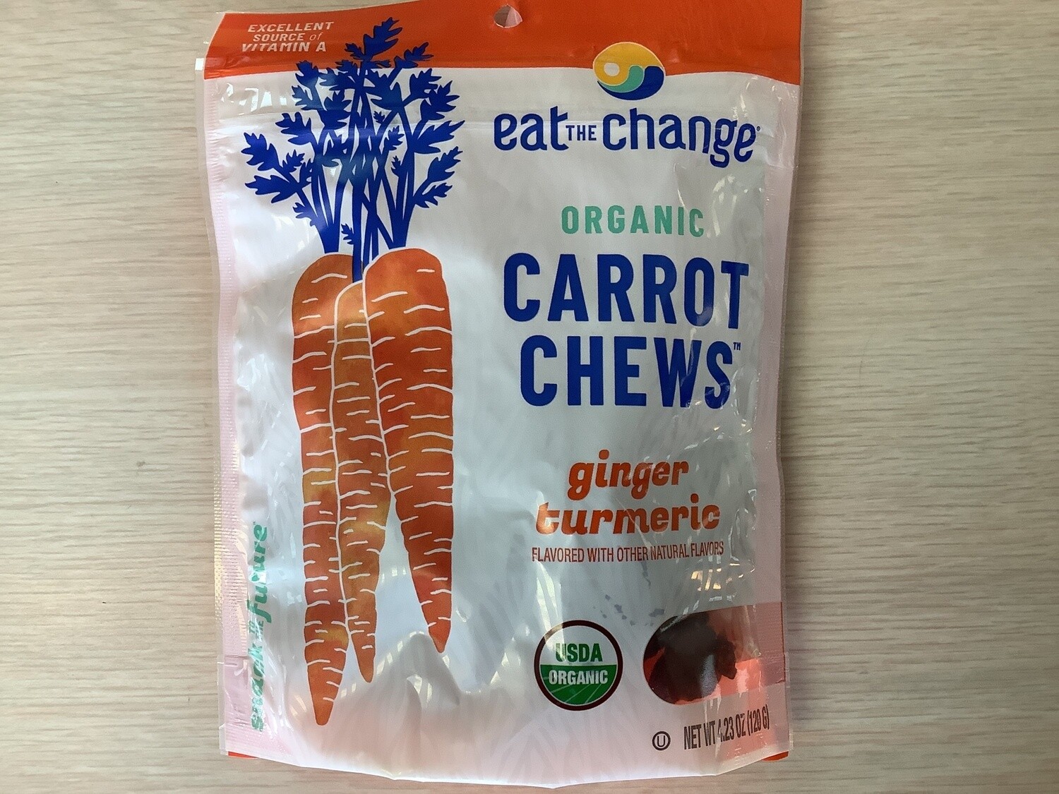 EAT THE CHANGE CARROT CHEWS GINGER TURMERIC 4.23 OZ