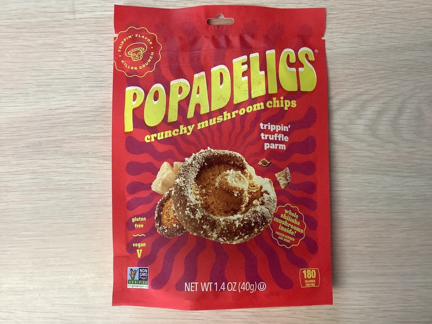 POPADELICS CRUNCHY MUSHROOM CHIPS TRIPPIN TRUFFLE PARM  1.4 OZ