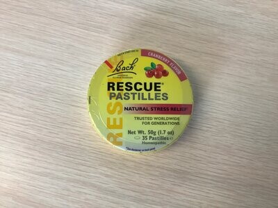 BACH RESCUE PASTILLES NATURAL STRESS RELIEF CRANBERRY 1.7 OZ 35 PASTILLES