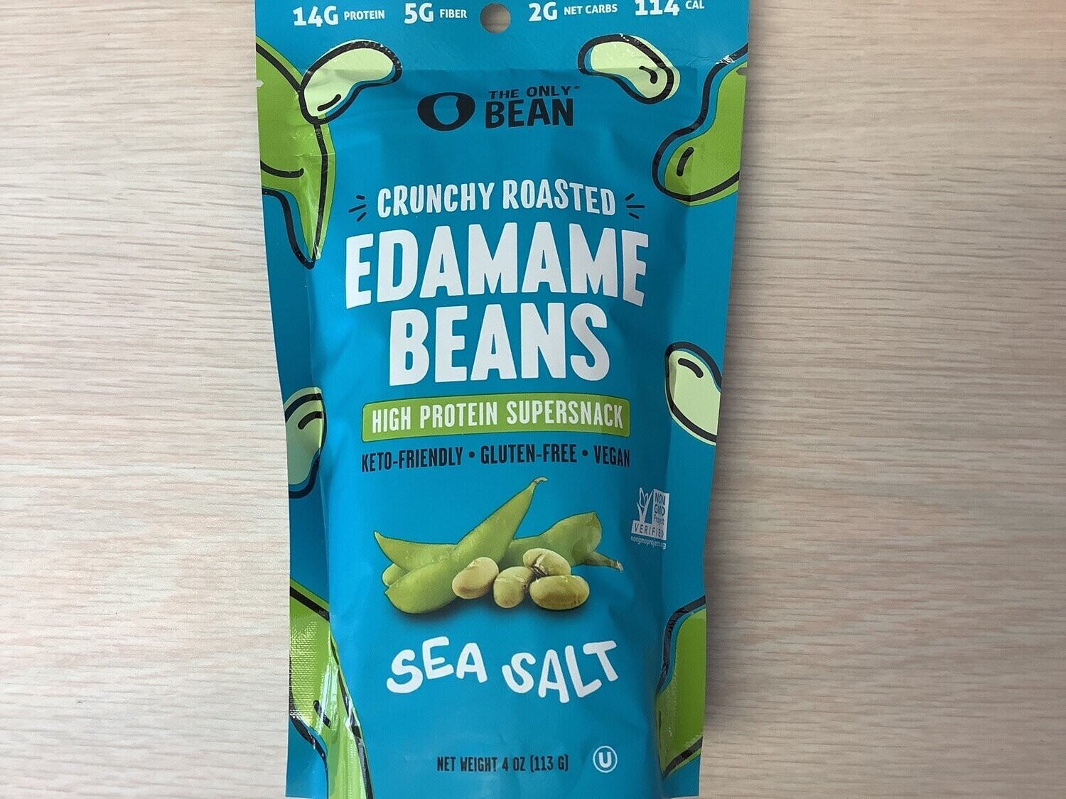 THE ONLY BEAN EDAMAME BEANS CRUNCHY ROASTED SEA SALT 4 OZ