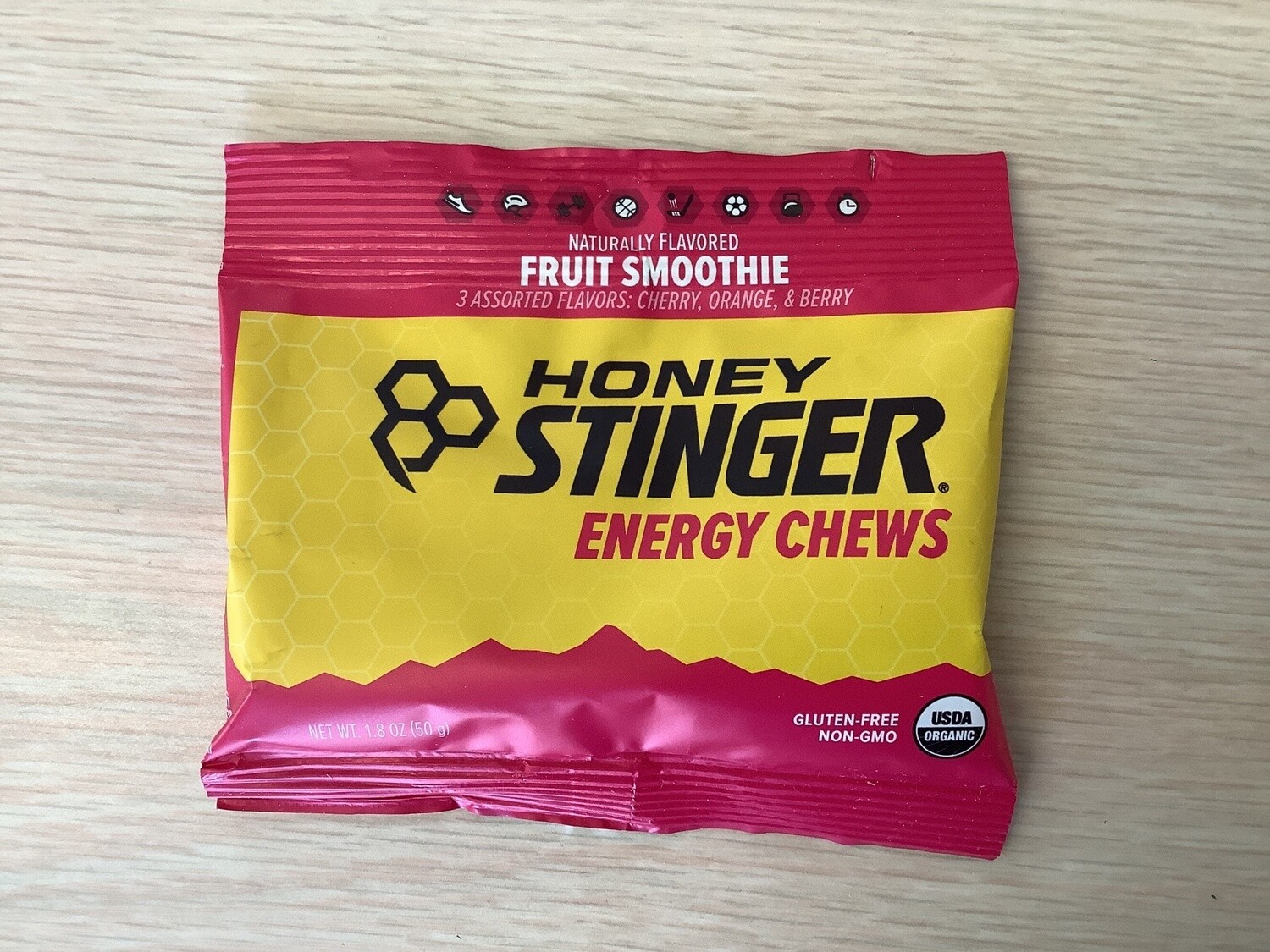 HONEY STINGER ENERGY CHEWS FRUIT SMOOTHIE ORGANIC GLUTEN FREE single