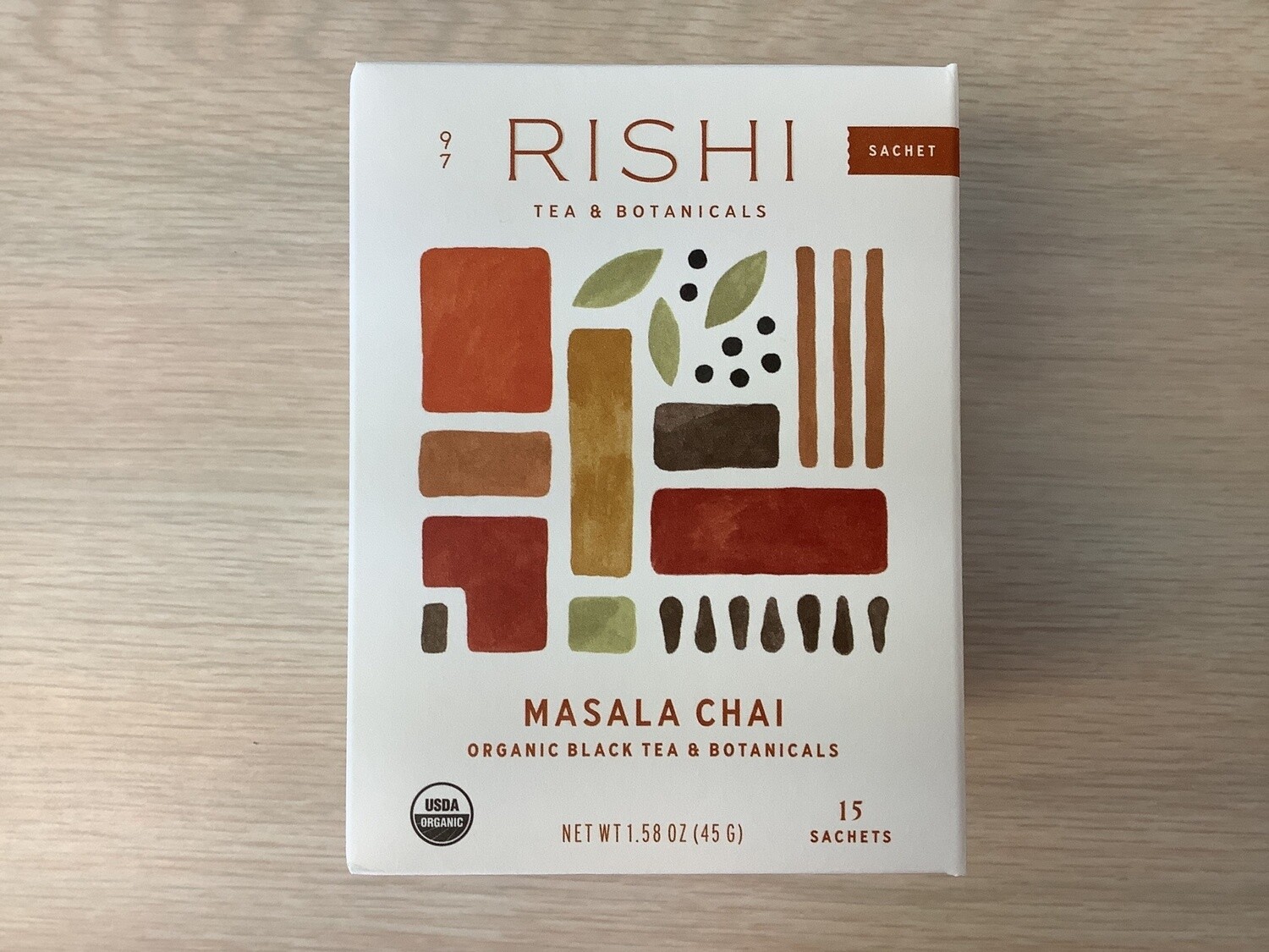 RISHI MASALA CHAI ORGANIC BLACK TEA SATCHETS 15 ct