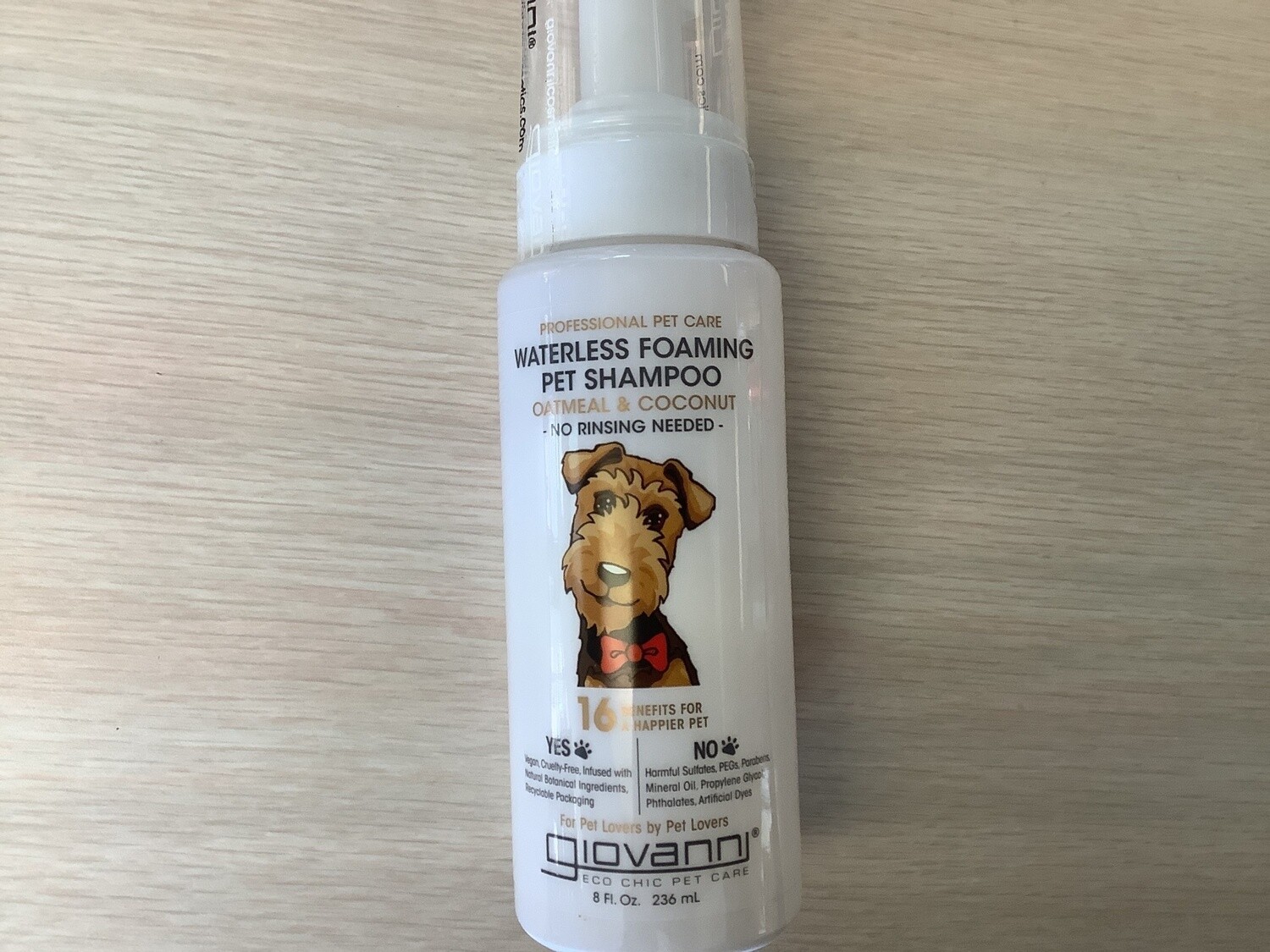 GIOVANNI WATERLESS FOAMING PET SHAMPOO 8 Oz