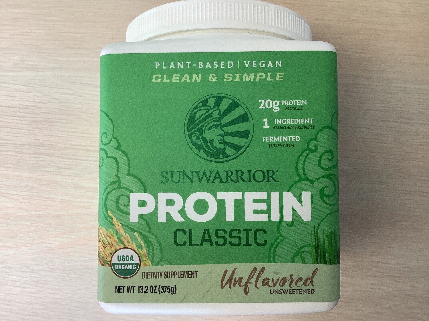 SUNWARRIOR ORGANIC PROTEIN POWDER CLASSIC NATURAL UNFLAVORED 375 GM