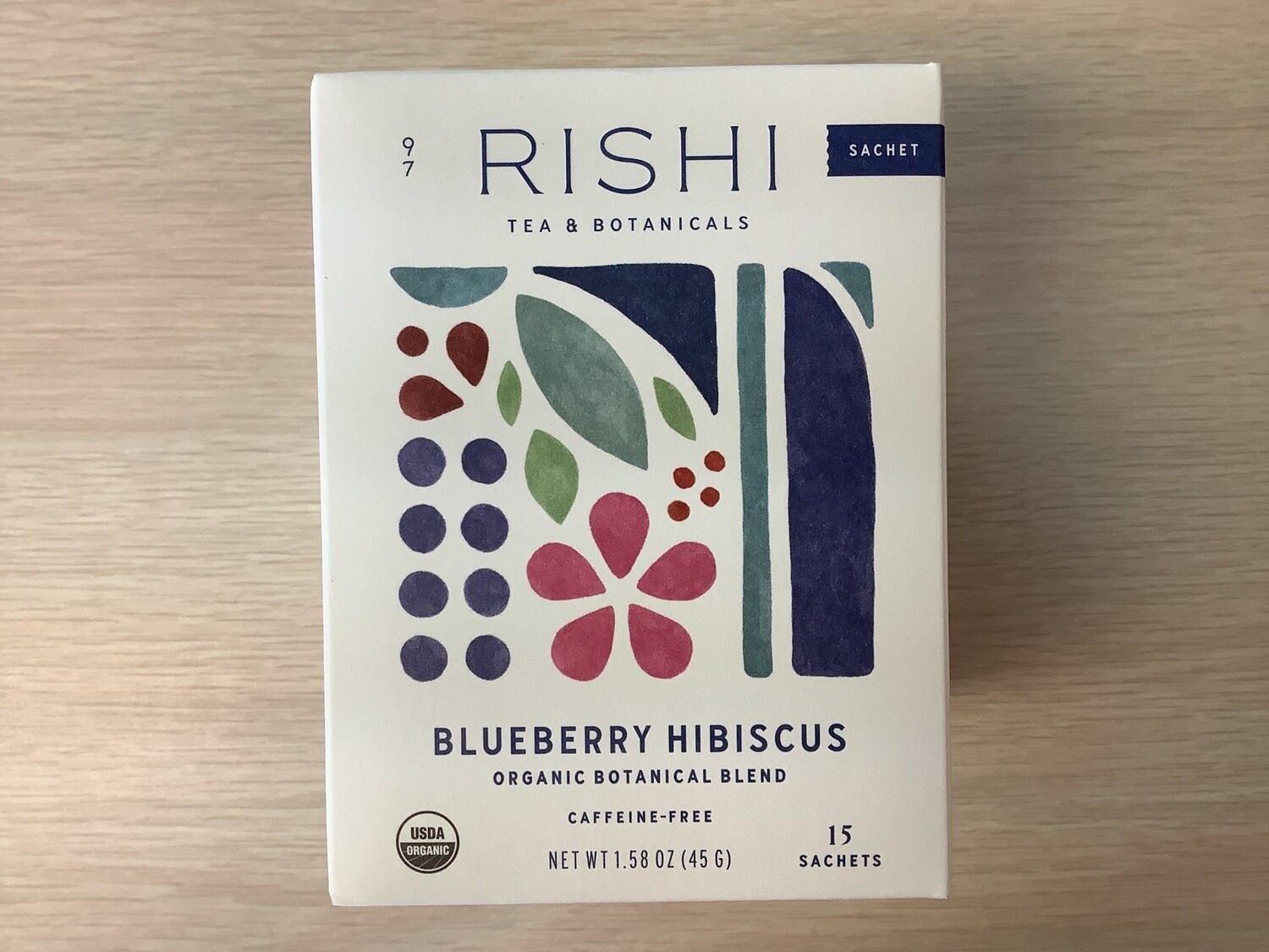 RISHI BLUEBERRY HIBISCUS ORGANIC HERBAL TEA SATCHETS