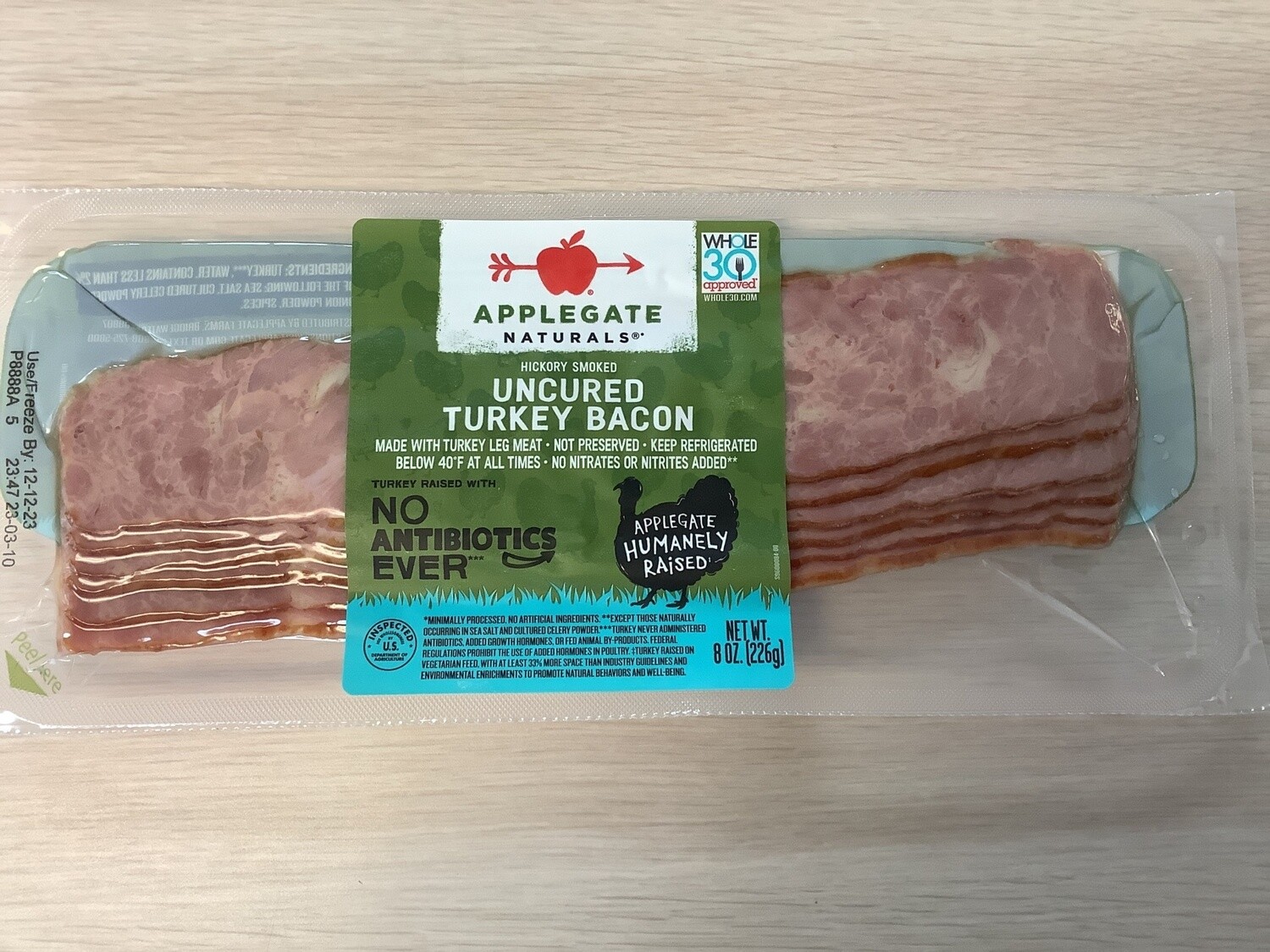 APPLEGATE NATURALS TURKEY BACON ANTIBIOTIC FREE UNCURED 8 OZ