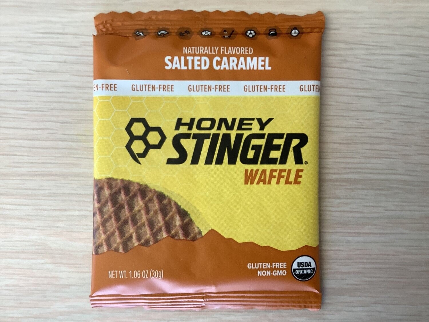 HONEY STINGER ENERGY WAFFLES SALTED CARAMEL ORGANIC GLUTEN FREE single