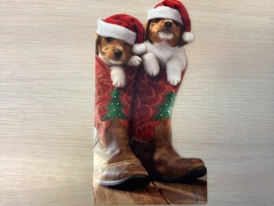AVANTI PUPPIES IN BOOTS CHRISTMAS CARD