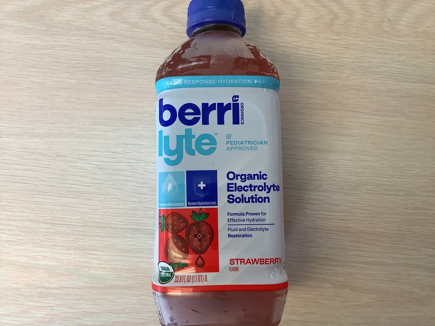 BERRI LYTE Electrolyte Strawberry DRINK ORGANIC 1 LT