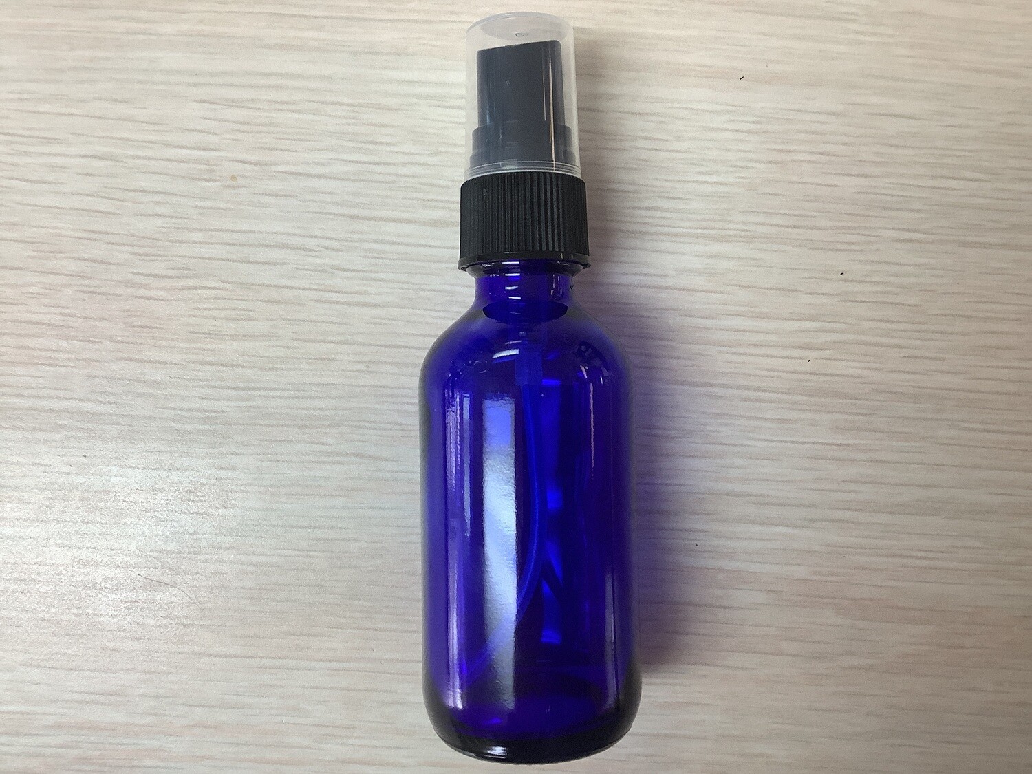 EMPTY BLUE GLASS 2oz BOTTLE + SPRAY MIST