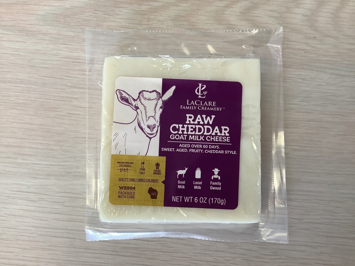 LACLARE GOAT CHEESE CHEDDAR RAW MLK 6 OZ