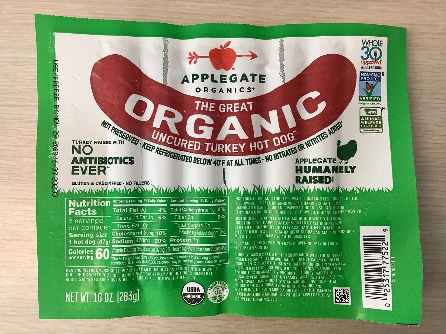 APPLEGATE HOT DOG ORGANIC TURKEY 10 OZ