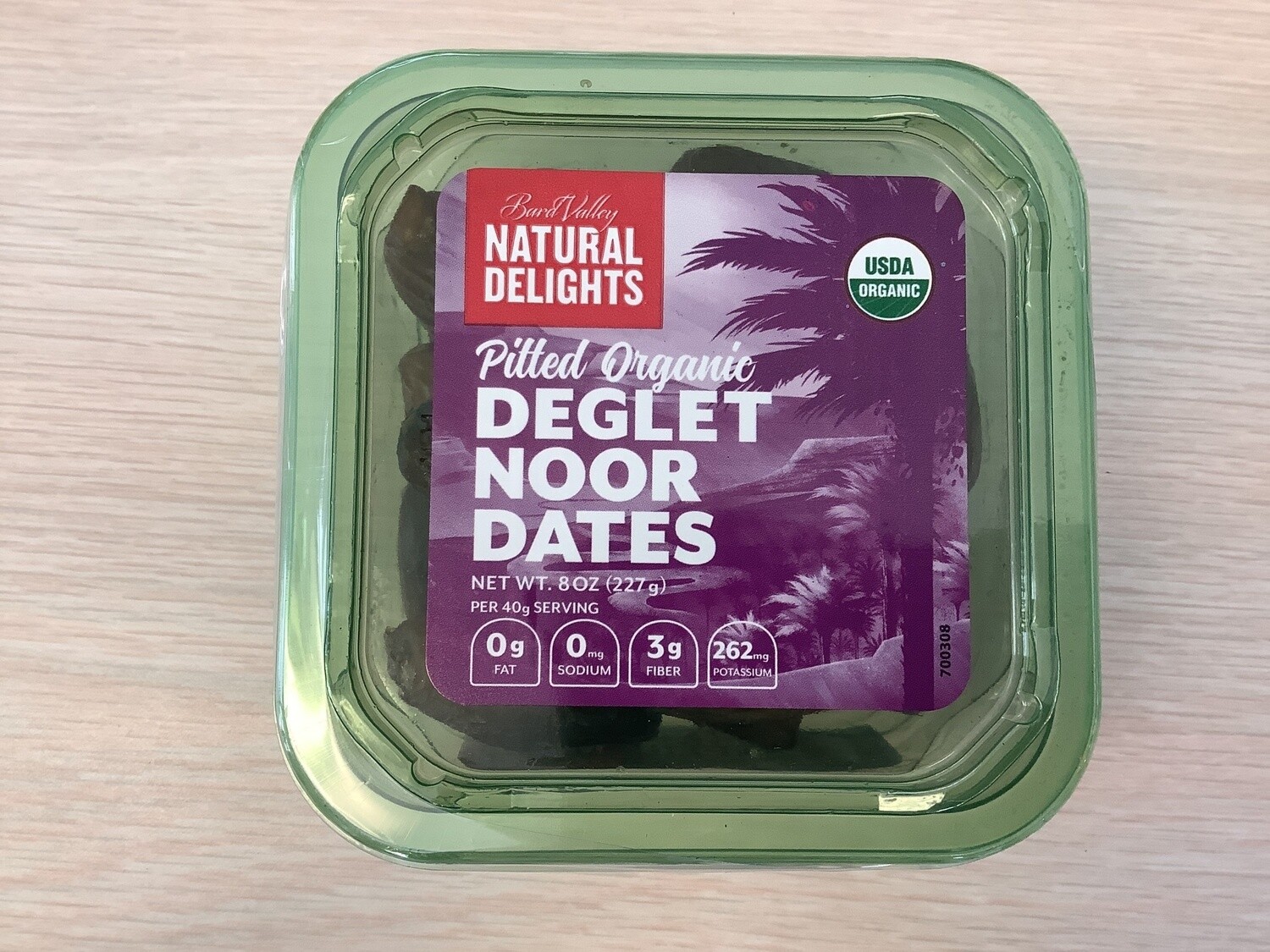 NATURAL DELIGHTS PITTED ORGANIC DEGLET NOOR DATES 8 OZ