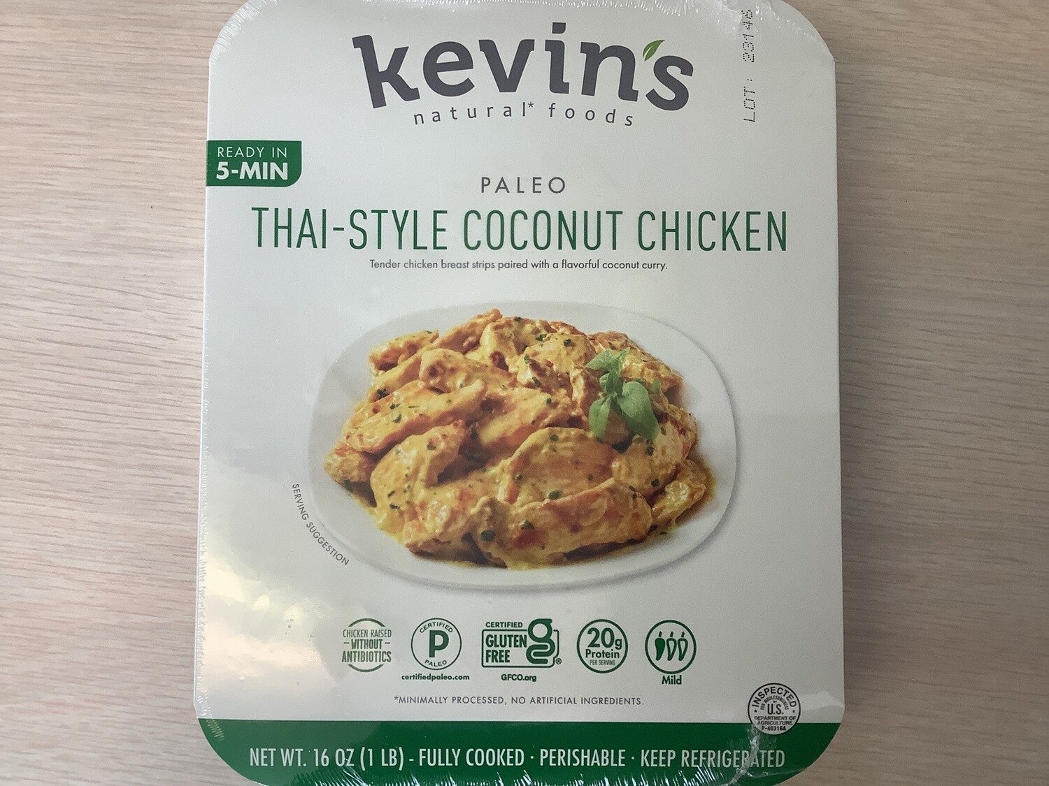 KEVINS NATURAL FOODS THAI STYLE COCONUT CHICKEN 16 Oz FROZEN