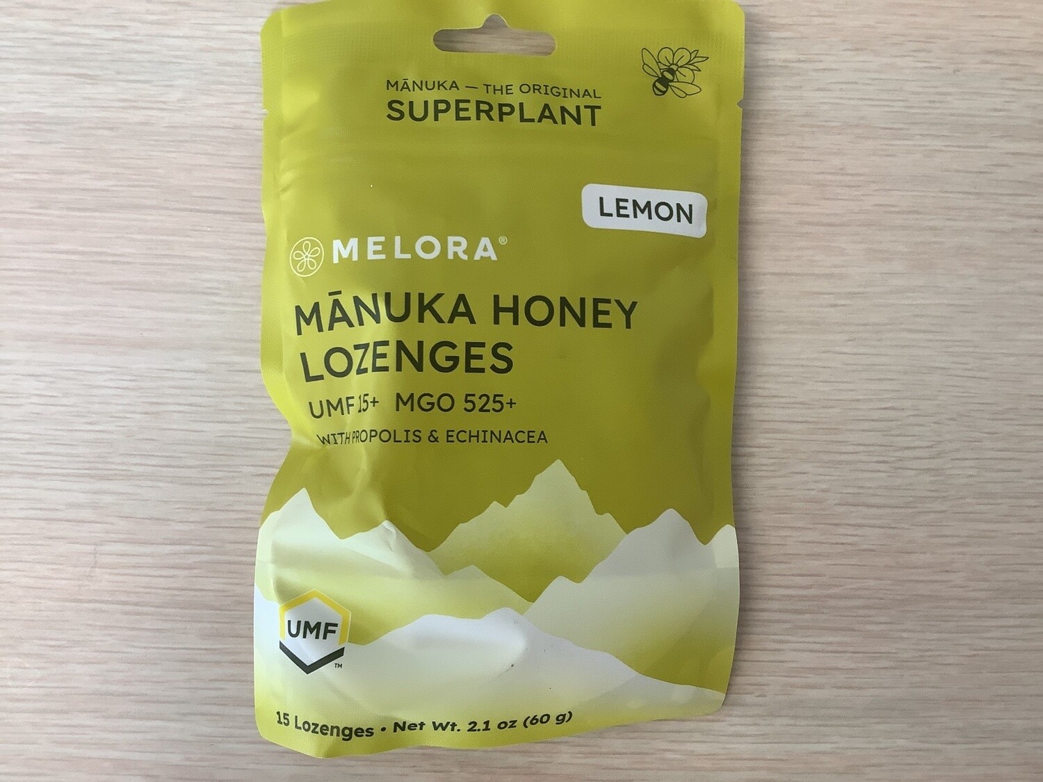 MELORA MANUKA HONEY LOZENGE LEMON 2.10 OZ BAG 15 LOZ