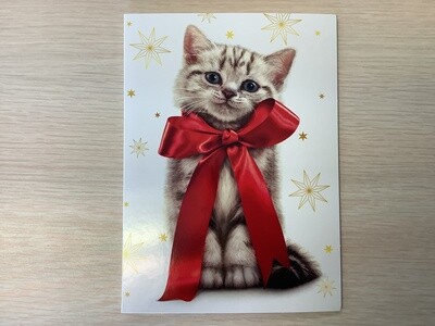 AVANTI BOW KITTEN CHRISTMAS CARD