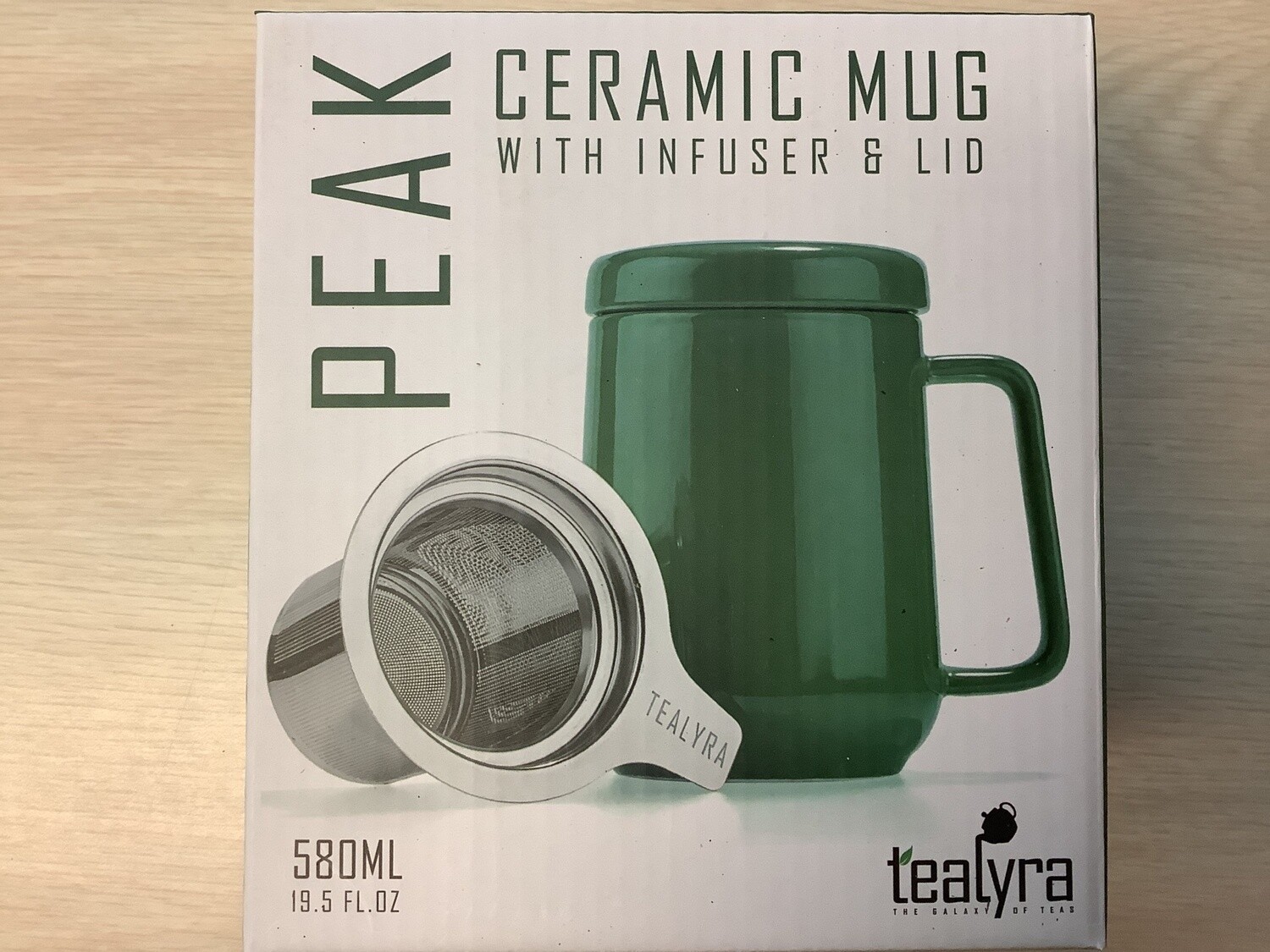 TEALYRA PEAK GREEN PORCELAIN MUG WITH INFUSER 19 OZ