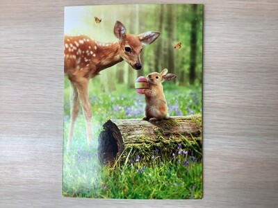 AVANTI DEER AND BUNNY EASTER CARD