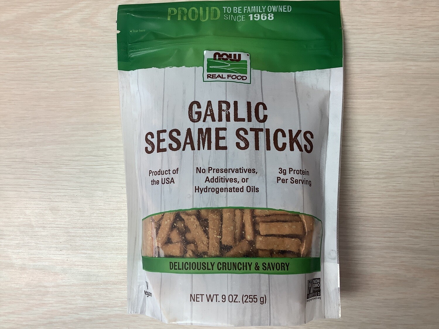 NOW SESAME STICKS GARLIC 9 OZ