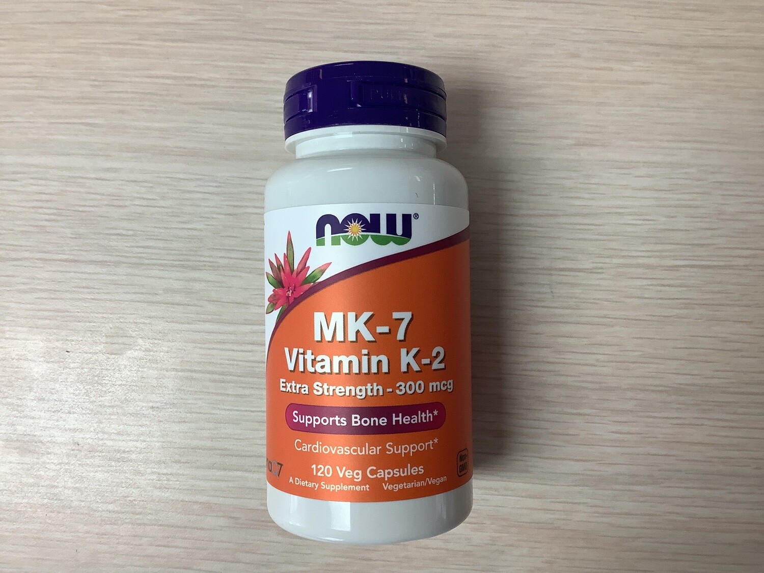 NOW MK-7 Vitamin K-2, Extra Strength 300 mcg - 120 Veg Capsules