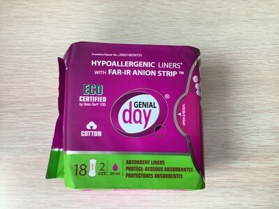 Genial Day Absorbant Cotton Liners with Anion Strip Size 2 18 ct