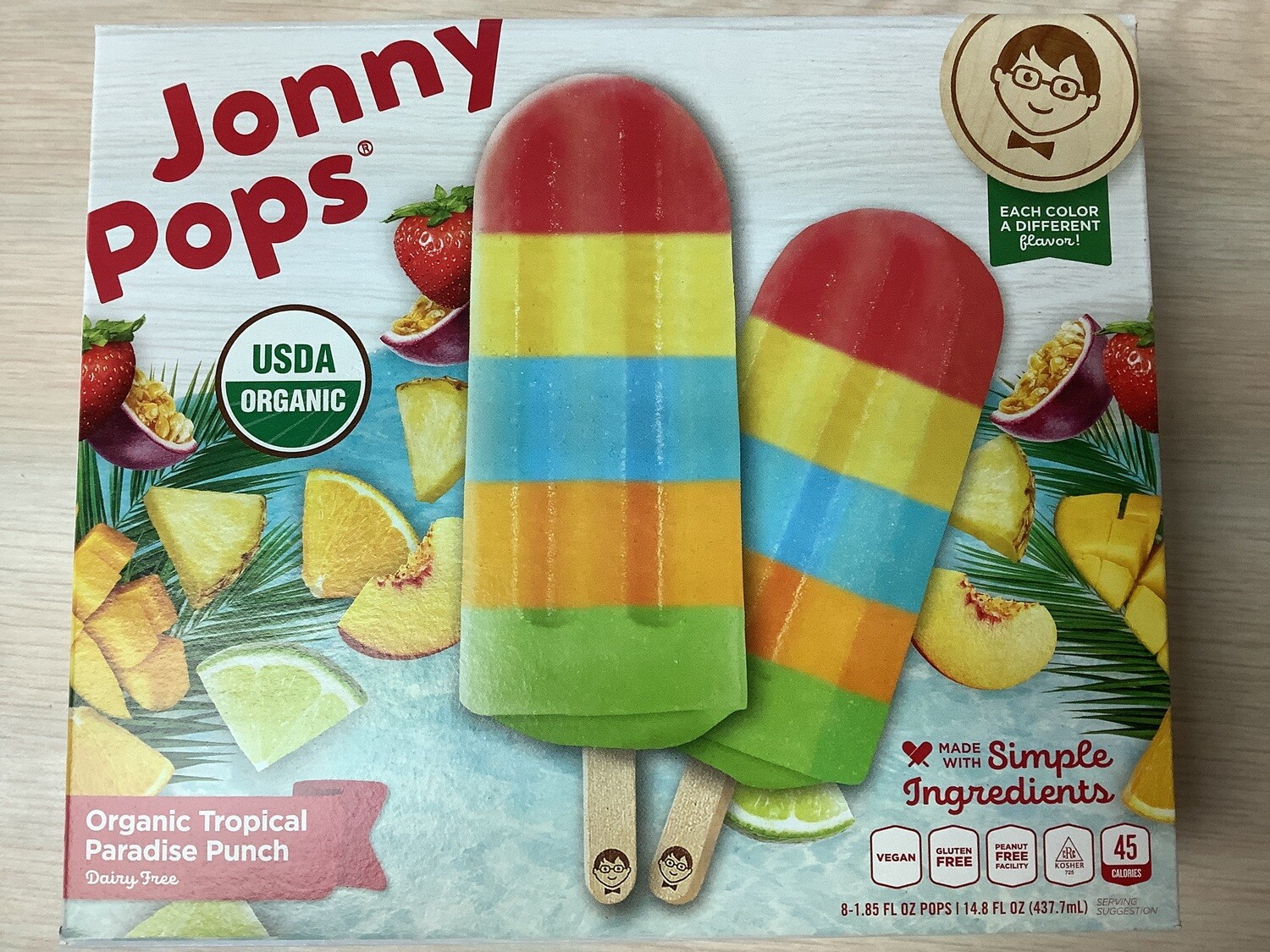JONNY POPS Popsicle Tropic Punch Organic 8 ct