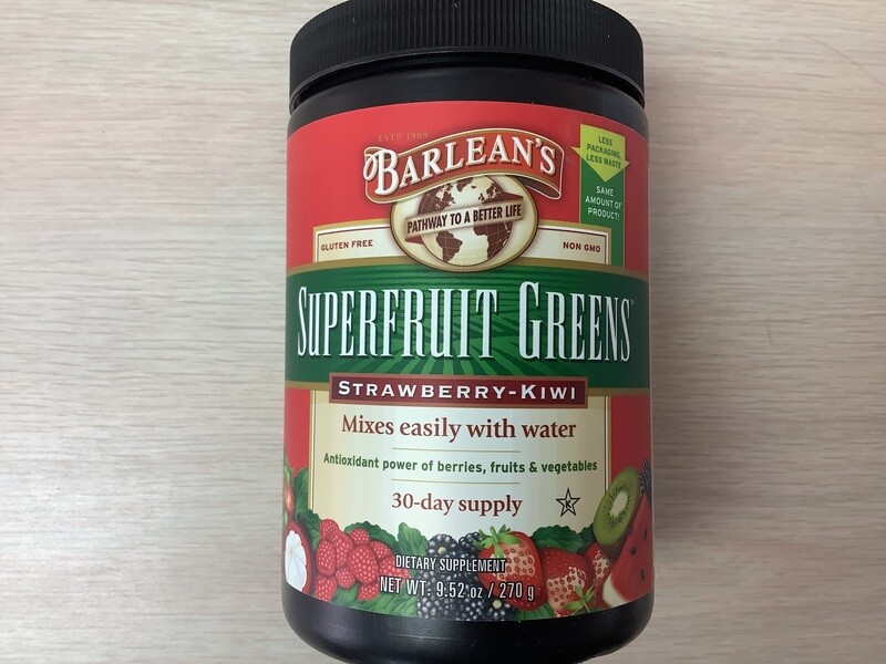 BARLEANS Superfruit Strawberry Kiwi Greens Powder 9.52oz