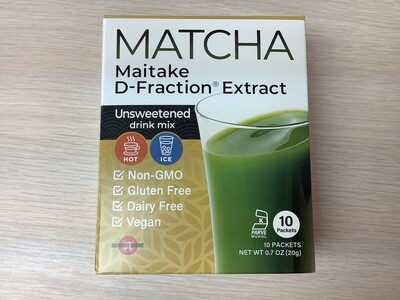 MUSHROOM WISDOM MATCHA Maitake D-Fraction Extract Unsweetened Drink Mix 10 Packets