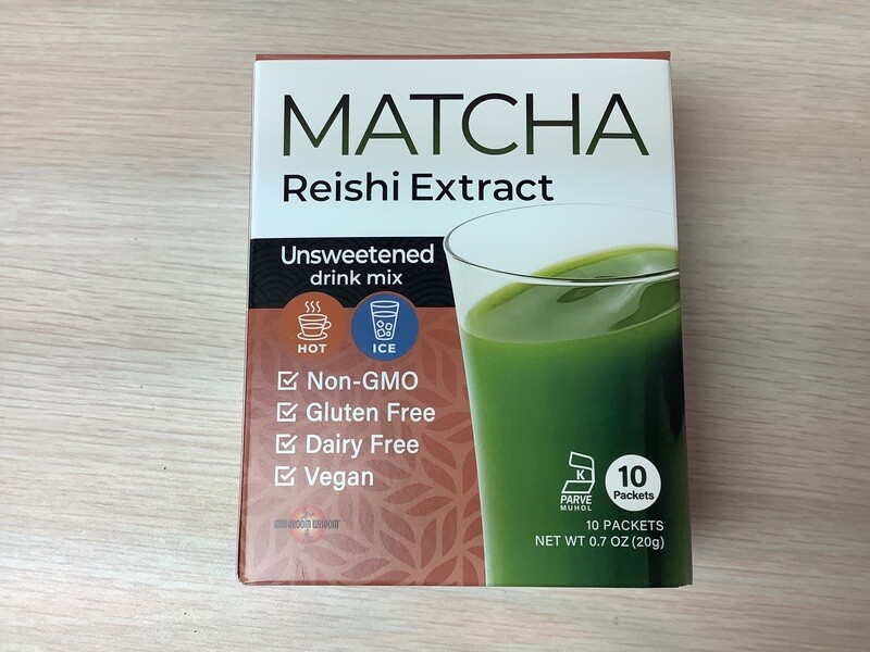 MUSHROOM WISDOM MATCHA Reishi Extract Unsweetened Drink Mix 10 Packets