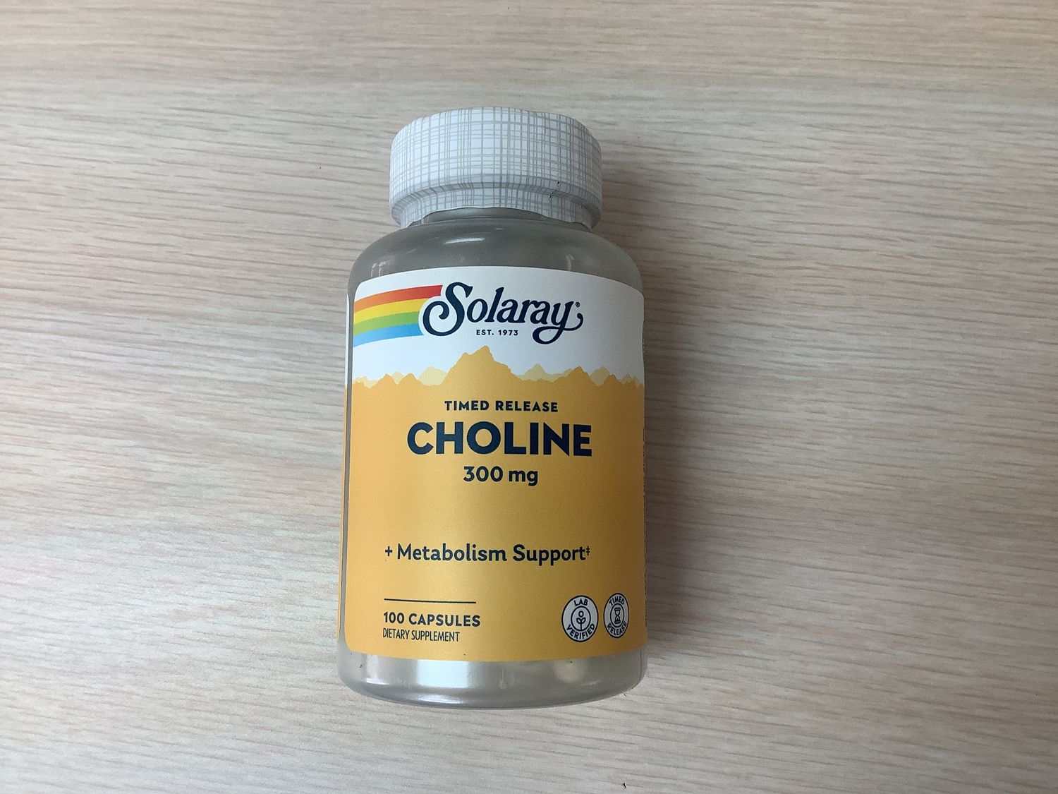 SOLARAY Choline Two-Stage, Timed-Release, Capsule (Btl-Plastic) 600mg 100ct