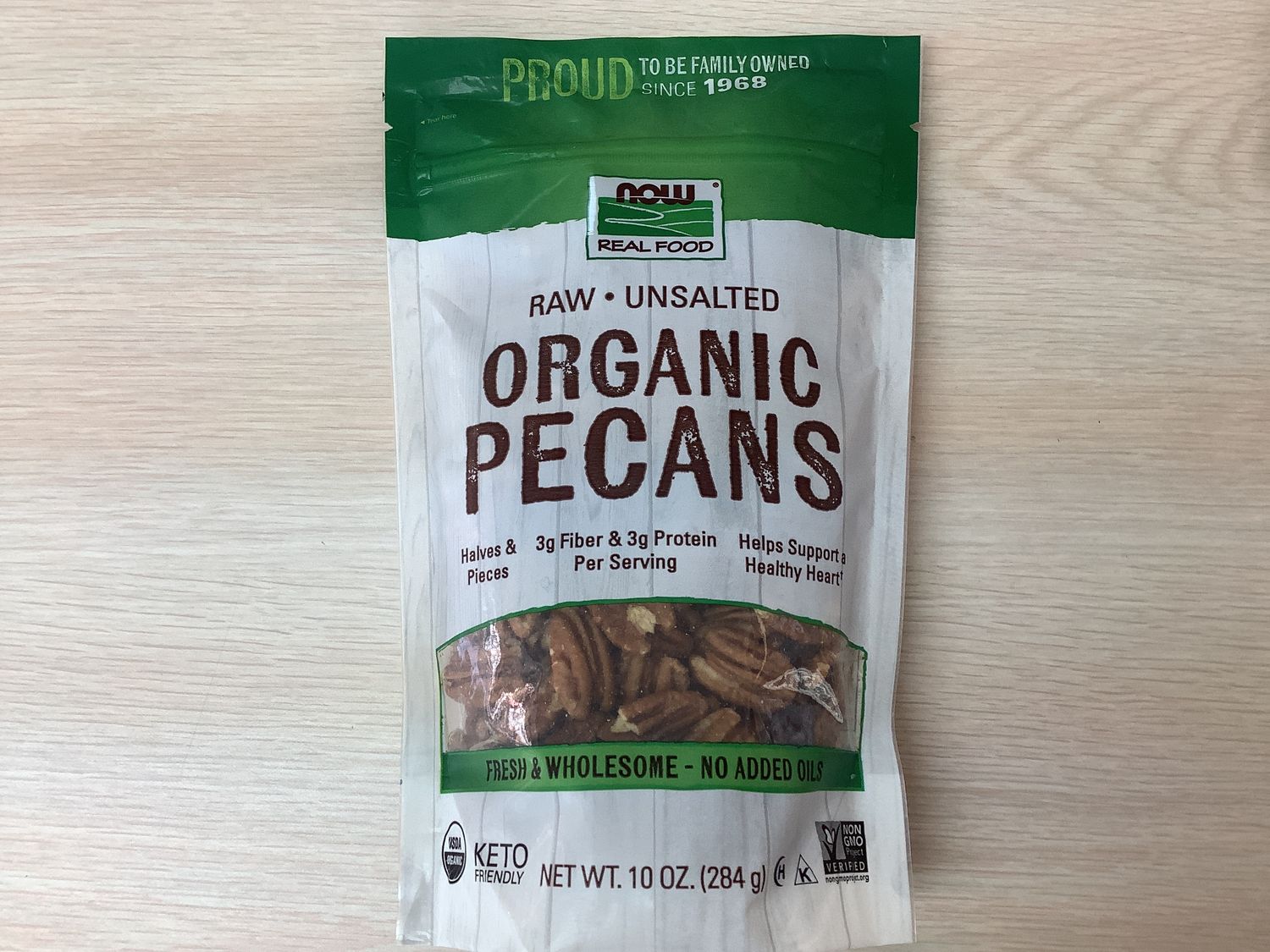 NOW PECANS ORGANIC RAW UNSALTED 10 OZ