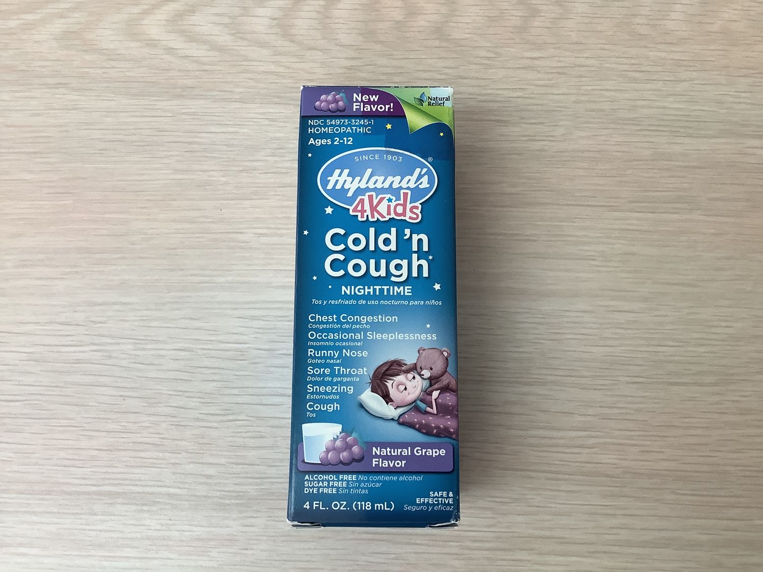 HYLANDS 4 Kids Cold&#39;n Cough Nighttime Grape 4 ounce