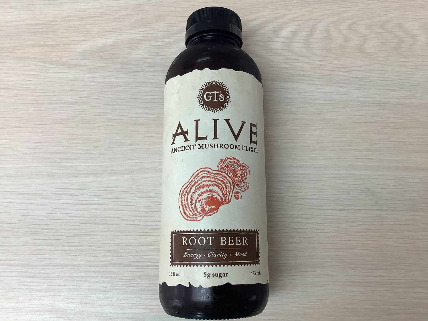 GTS ALIVE MUSHROOM CIDER ELIXIR PUERH ROOTBEER 16.2 FO